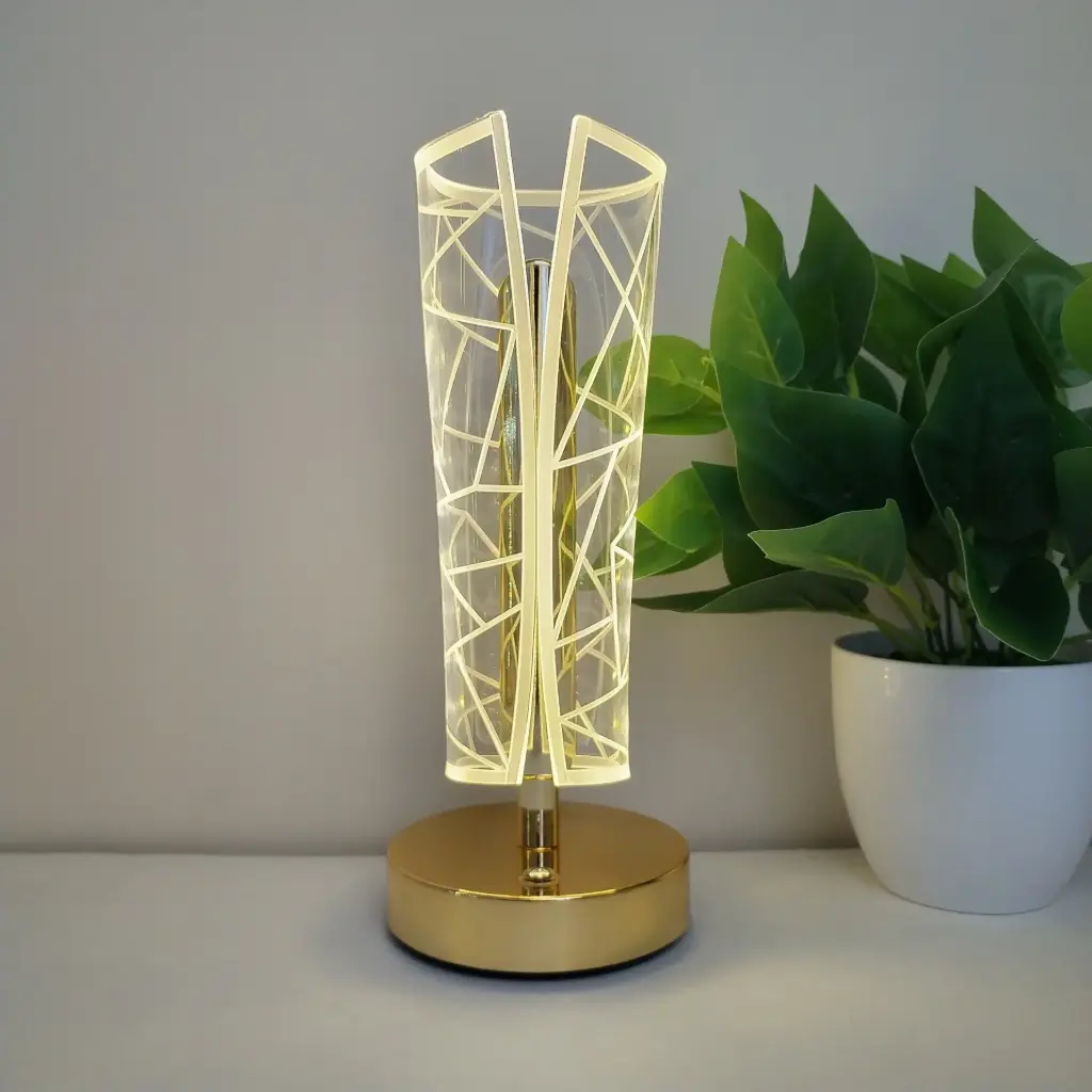 Gold foil small waist modern simple table lamp bedroom bedside lamp living room atmosphere lamp acrylic USB charging night light