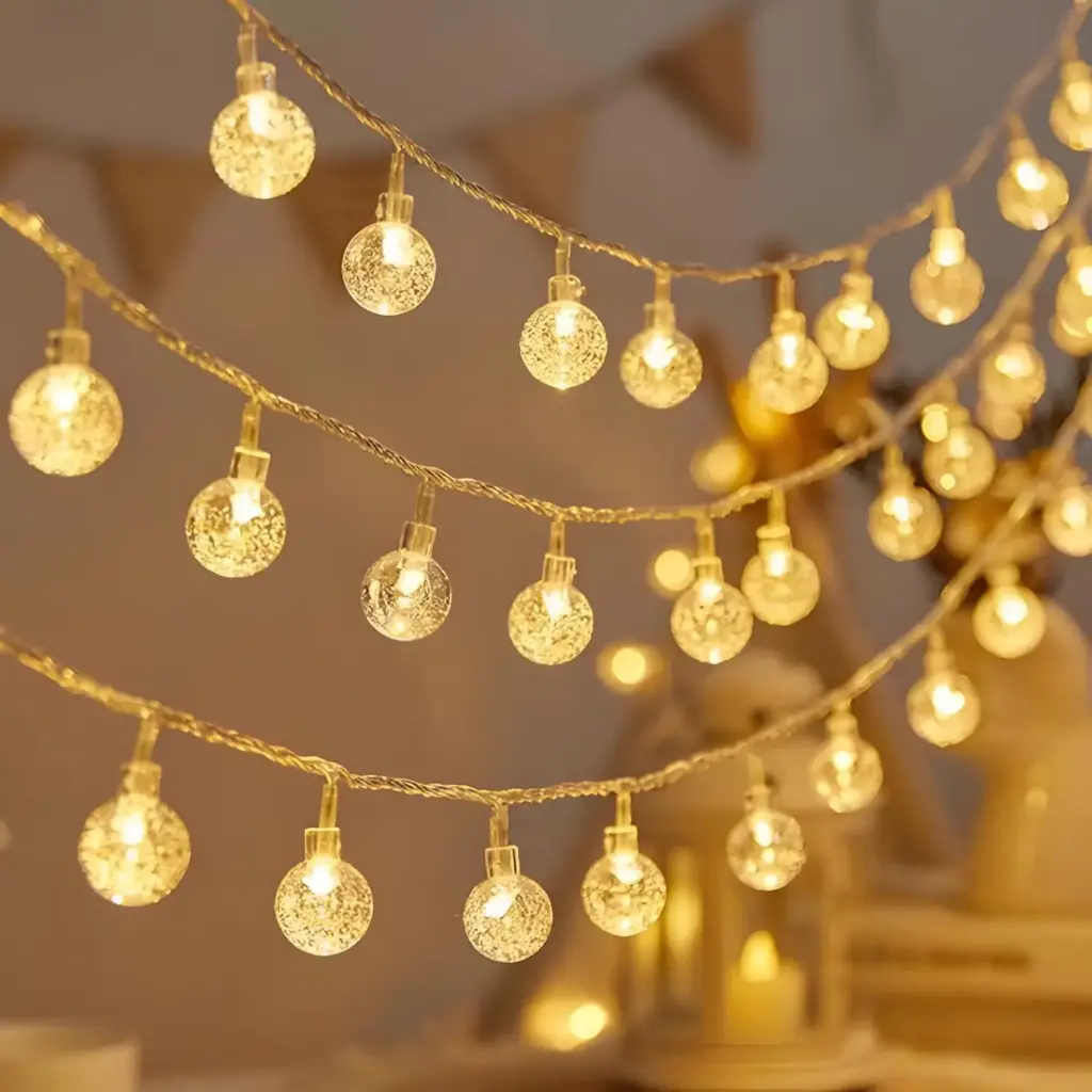 10 LED Small Bulb Lights - Acrylic - Indoor Outdoor Decoration Light - Home Decor Item - Night Lights - Easy to Plug in (Off-White10 Bulbs) (1.5 Meter) (Pack of 1)