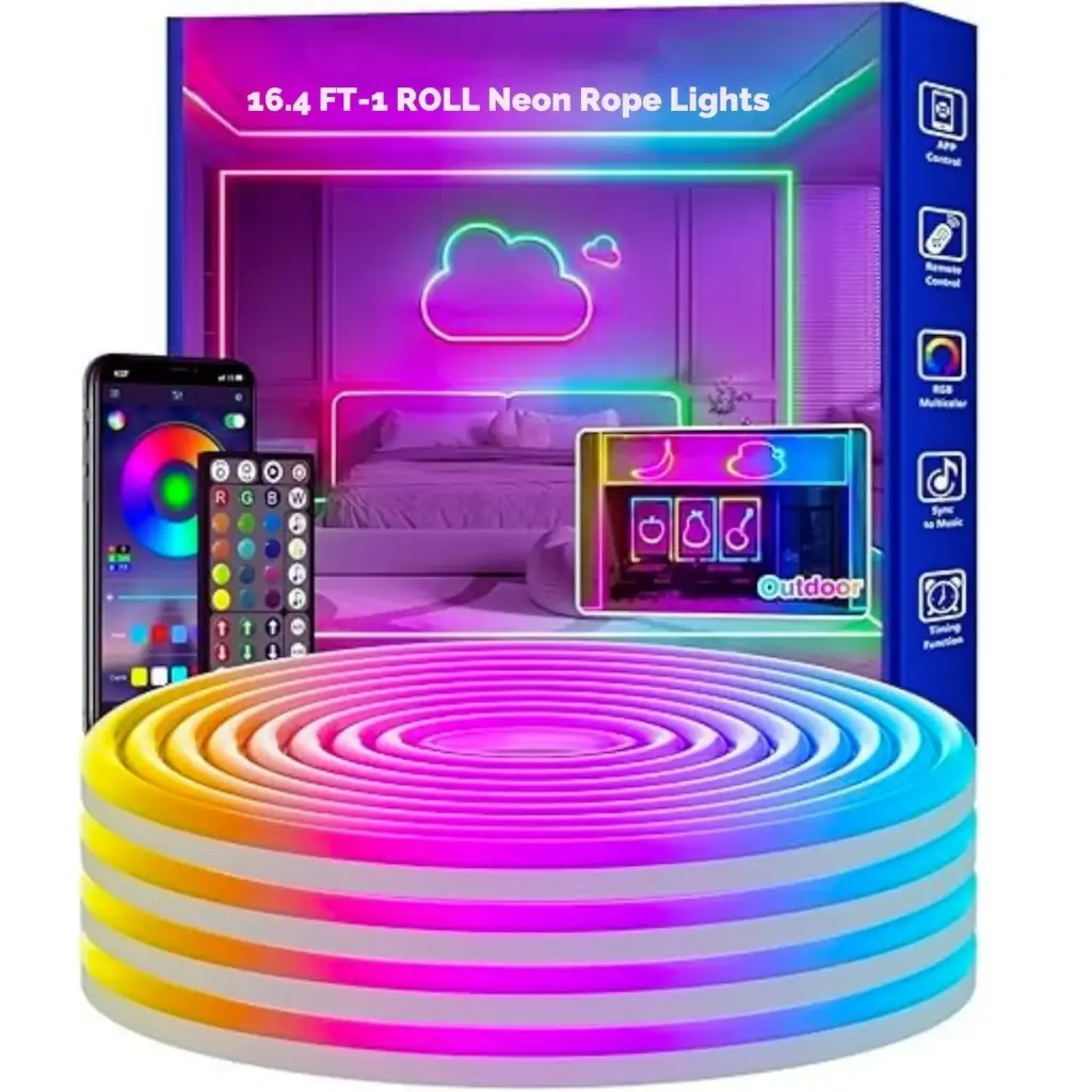 5 Meter Smart RGB Neon LED Strip Lights with App & Remote | Music Sync Rope Light for Room, Gaming, Party, Diwali & Home Decoration