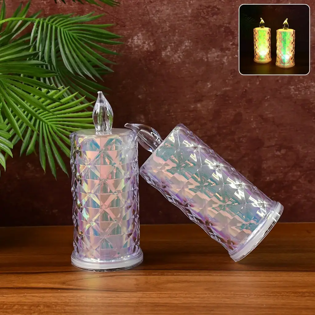 [LED Candle Lights] 4 INCH Decorative LED Candle Lights with Holographic Finish (PACK OF 12 )