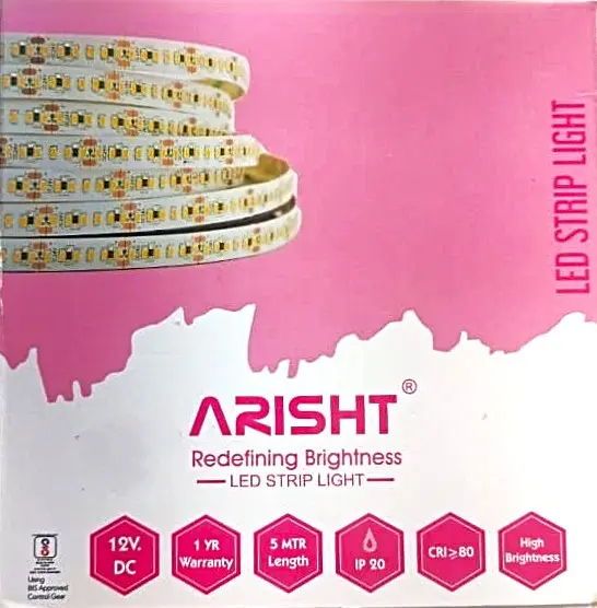 Multicolor Warm White Arisht LED Strip Light, Battery Powered, 12V