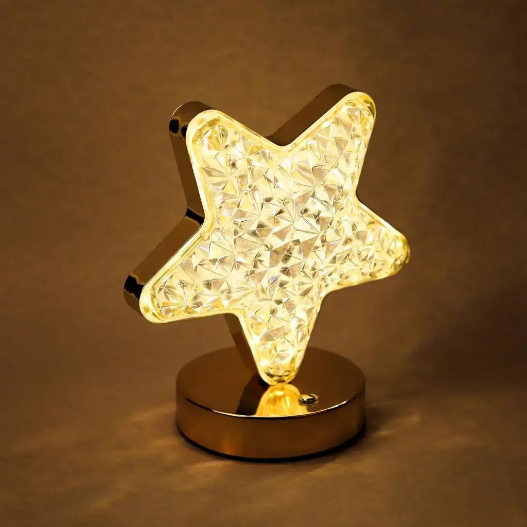 Star-Shaped LED Nightstand Lamp | Rechargeable, Dimmable, Touch Control