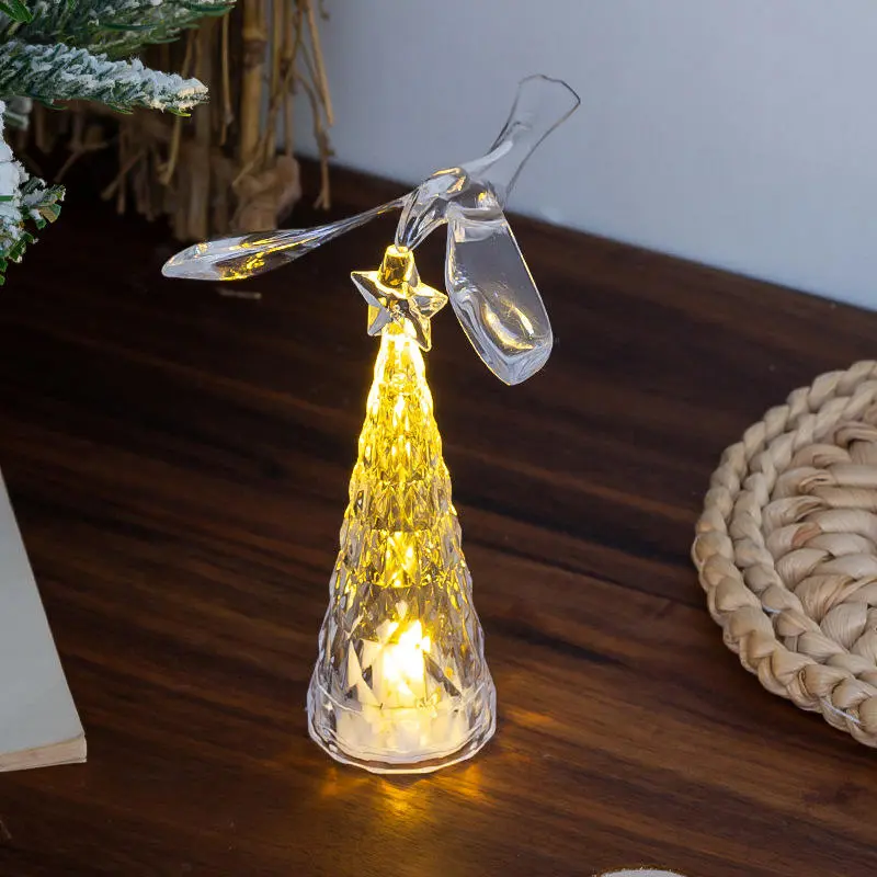 Acrylic Crystal Christmas Tree Design Flameless and Smokeless Led Tea Light Candle for Wedding, Gifting,House, Light for Balcony, Room, Birthday,Christmas Decoration