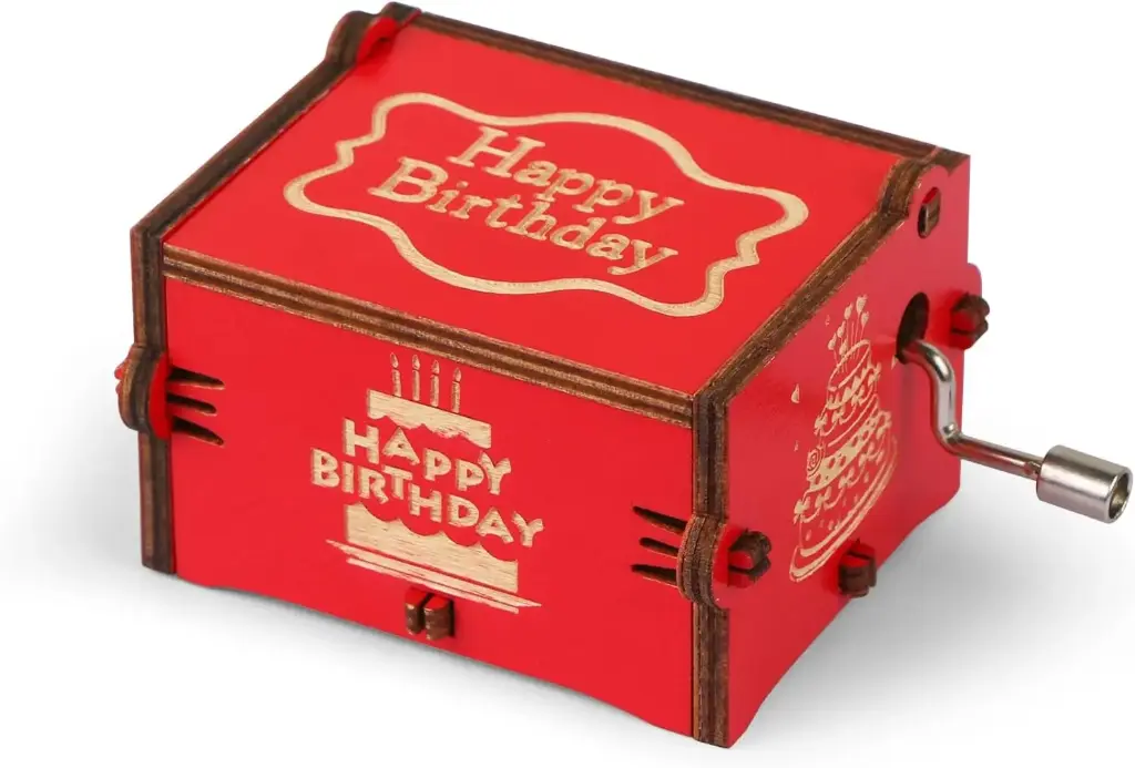Happy Birthday Music Box - Wooden Musical Box with Hand Crank - Vintage Music Box Birthday Gift for Kids - Gifts for Him/Her
