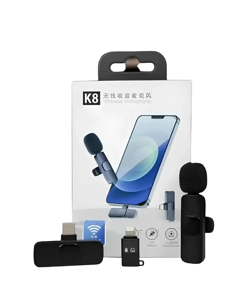 2-in-1 K8 Wireless Clip Microphone – Portable Mini Mic with Universal Type-C for All Devices