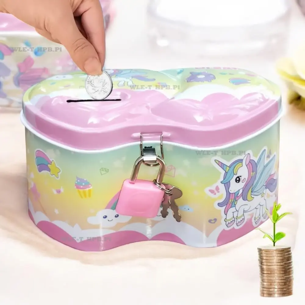 Heart Shaped Piggy Bank for Kids_Money Bank with Lock and Key_Best Gift for Boys & Girls (Pink)
