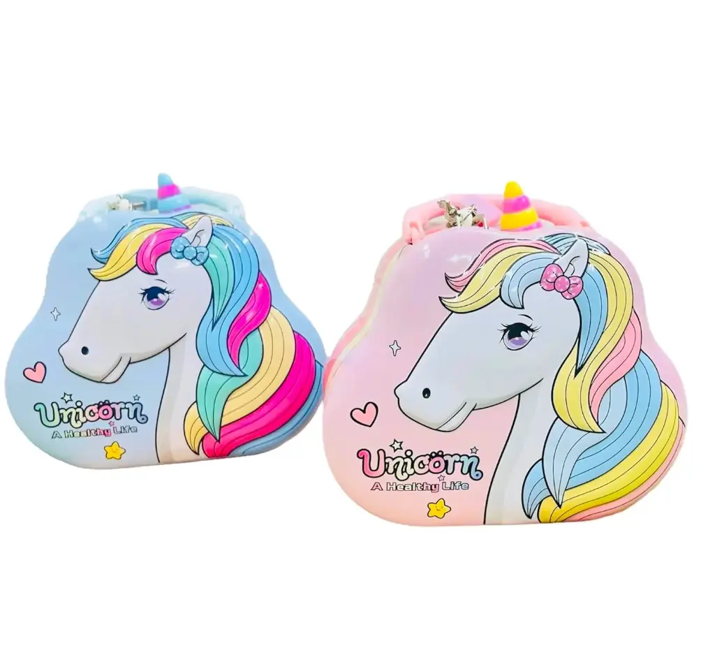Pack of 1 Metal Piggy Bank Unicorn Shaped for Boys/Girls with Lock Money Bank for Kids Birthday Present Return Gift Party Favors Toys Bank Money Box (Pink (Unicorn, Cute Girl))