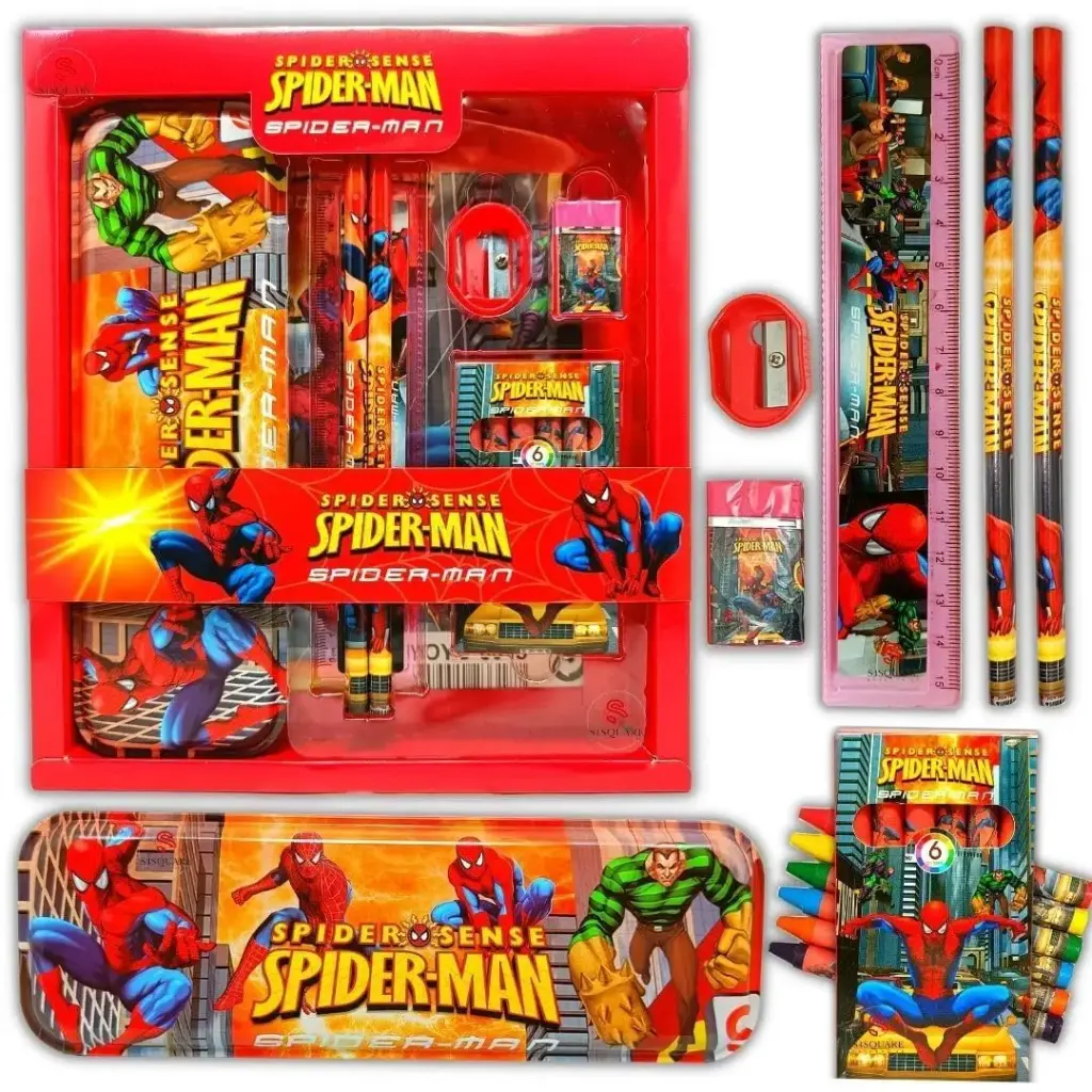 Multi Theme Design Stationary Gift Set for Boys and Girls Multi Character Theme Design Art Metal Pencil Box