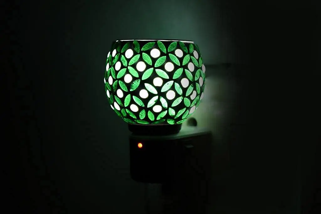 Kapoor Dani Electrical Camphor Diffuser Glass with On/Off Switch to Toggle Between Burner and Lamp (Green Kapoordani)