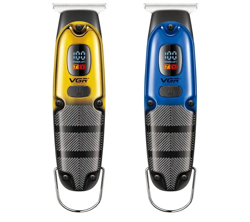 V-981 Professional Digital Display with Turbo function Rechargeable cordless Pro Self Haircut Hair Clipper Beard trimmer Hanging Loop Stainless steel Blades USB Charging cable 3 Guide Comb, Blue