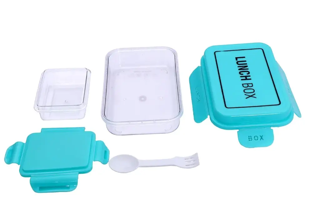 Lunch Box Sealed Leakage Proof Lunch Box with Fork,Spoon Lid Office Food Container 2 Compartment for School Kids and Adults (Multi)