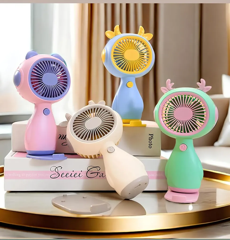 [Mini Portable Hand Fan] USB Rechargeable Mini Portable Hand Fan With Noise Cancelling Design Battery Operated Personal Fan for Pack Of 1