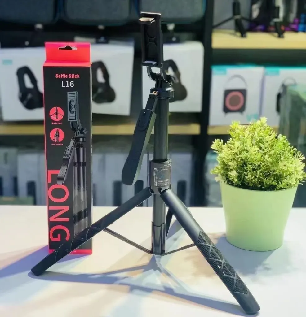 Selfie Stick Tripod L16" All in One Extendable Mobile Selfie Stick Tripod Stand with Wireless Remote 360° Rotation for iPhone and Android Phone Selfies, Video Recording. pack Of 1