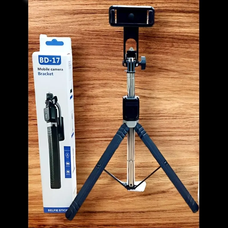BD-17 1700mm Wireless Selfie Stick & Tripod Stand with Bluetooth Remote – Foldable, Extendable Monopod for Smartphones pack of 1