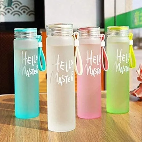 Hello Master Glass Water Bottle with Cover for School/College/Office (500 ml) - 1 Piece