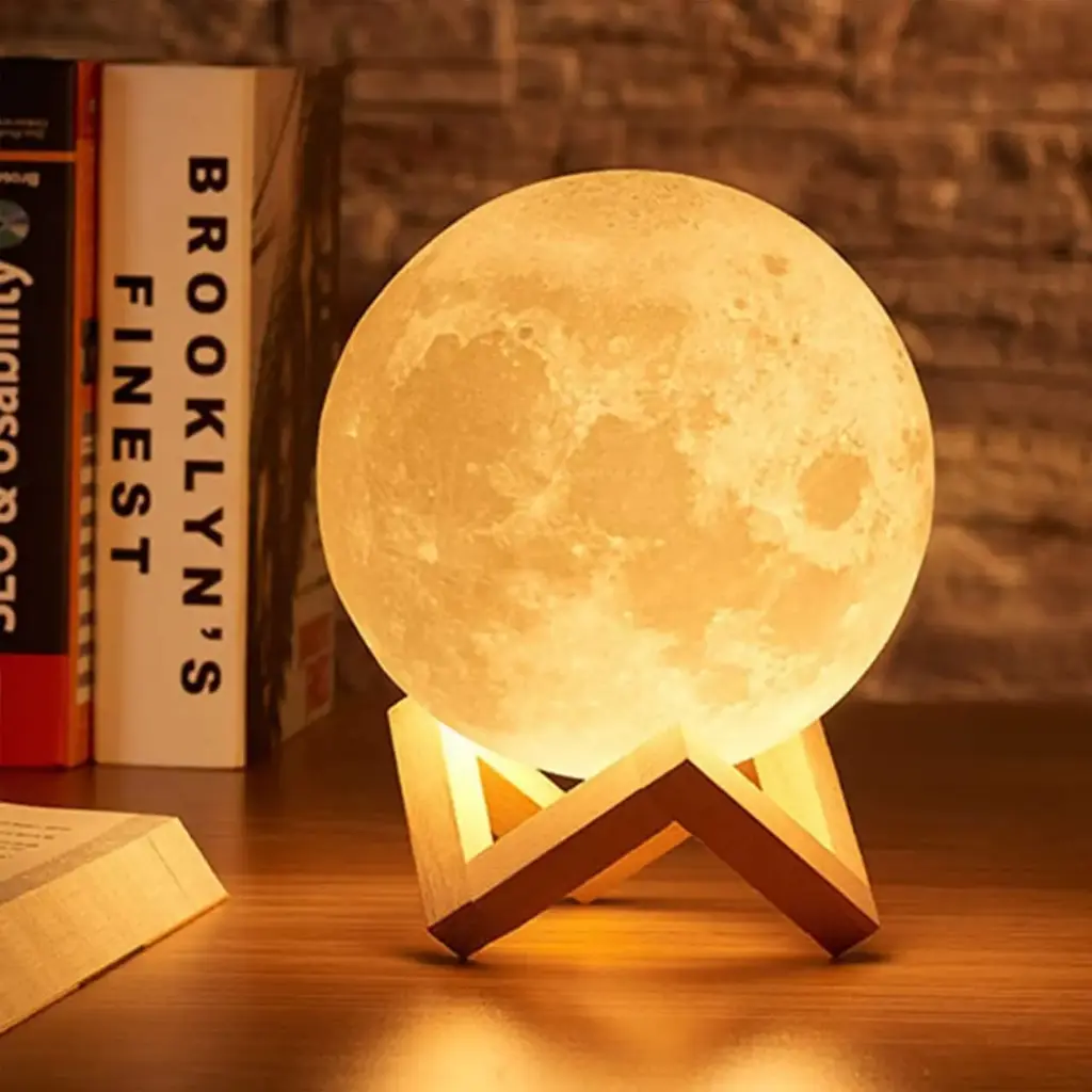 [MH-80] Market Heaven 3D Moon Night Lamp – Rechargeable with 7 Color Changing Features, 15CM – Elegant Plastic Design for Beautiful Indoor Lighting in Bedrooms and Kids' Rooms | Gifts for Woman | Valentine Gift