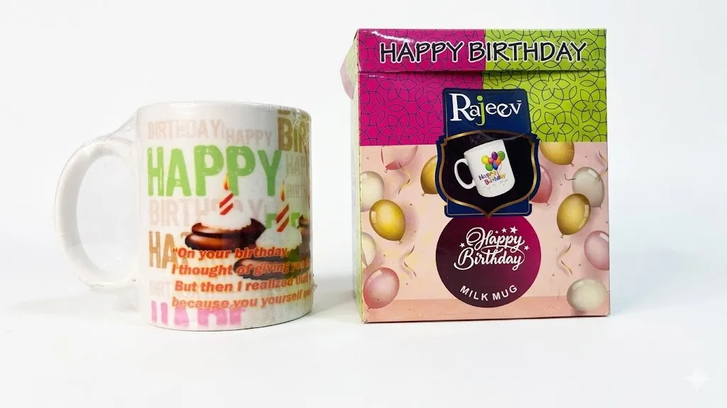 Happy Birthday To You Printed Mug with Best Wishes Keychain and Card Birthday Design Home Decorative Birthday Combo Gift Pack Of 1