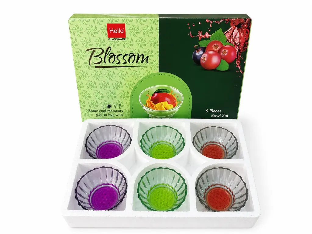 [Elegent Bowls for Serving Ice Cream,] Bolssom Elegent Bowls for Serving Ice Cream, Pudding & Other Desserts, Ideal Bowls for Gifting & Daily 6 Piece Glass Bowl Set