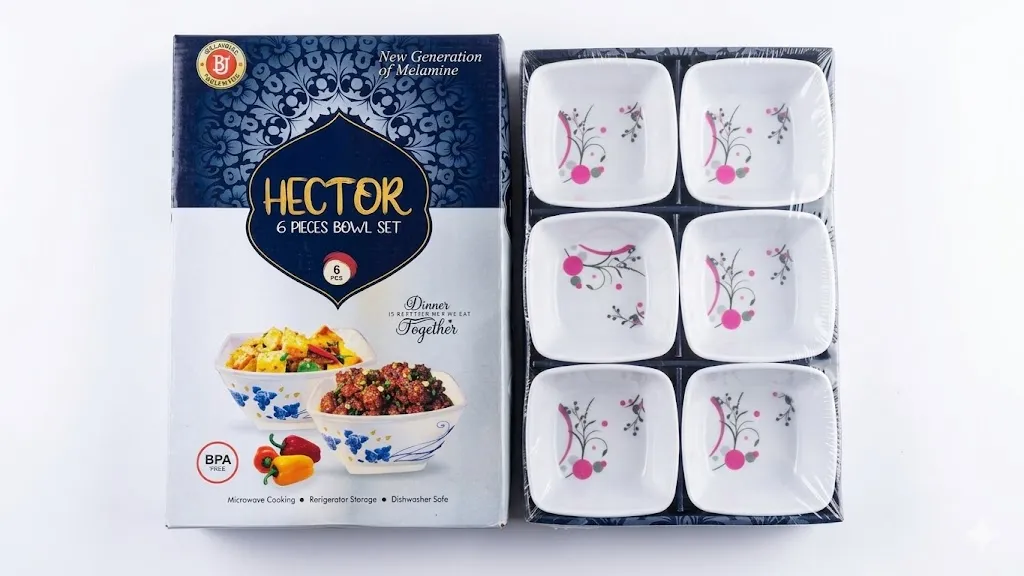 6 Pcs Melamine Bowl Set For Giffting - Color: Multicolour