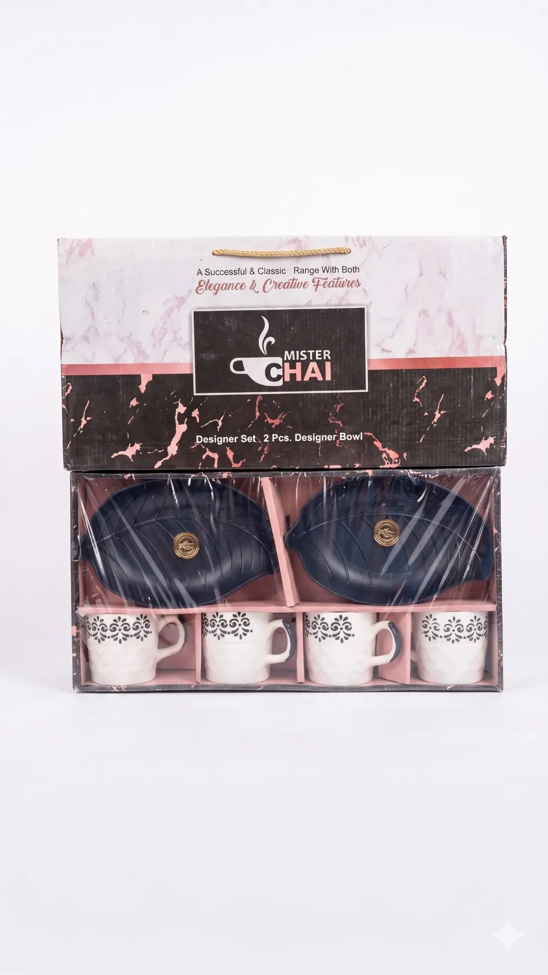 Ceramic Master Chai 2 Platter 4 Cup Set