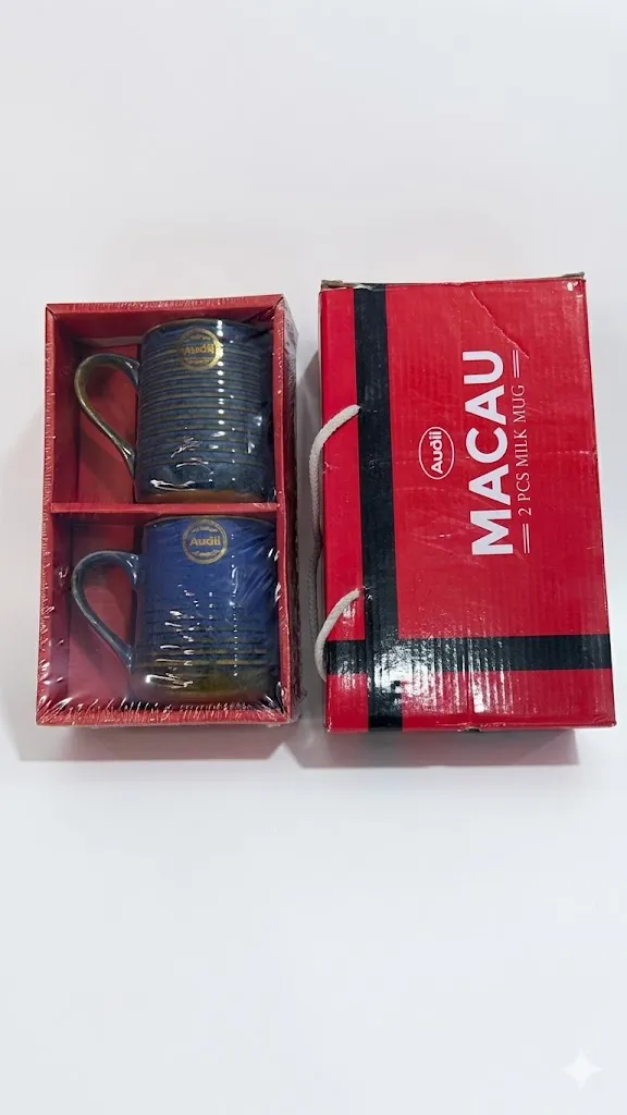 Premium Ceramic Coffee Mugs Set of 2 Gloss Finish Tea & Coffee Cups | Microwave & Dishwasher Safe | Designer Indigo Gold Drinkware for Home, Office & Gifting