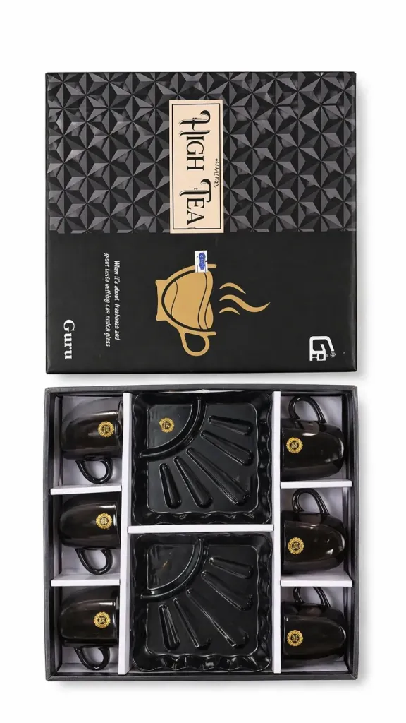 6 Tea Cup And Exclusive 2 Platter Set - High-quality Ceramic, Various Sizes 100ml-150ml, Elegant Modern Design, Polished Finish