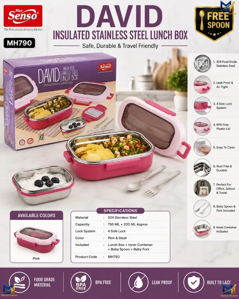 Qunic Stainless Steel Snack Lunch Box with Small Box