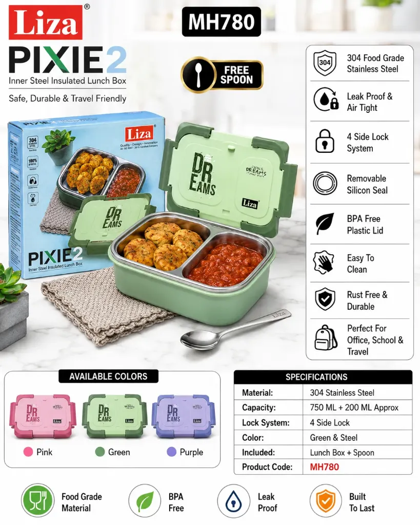 PIXIE2 Inner Steel Insulated Lunch Box