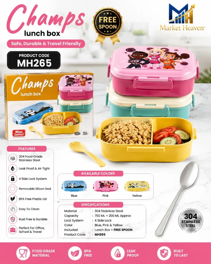 Champs Lunch Box for Men and Children USE for Office and School pack of 1