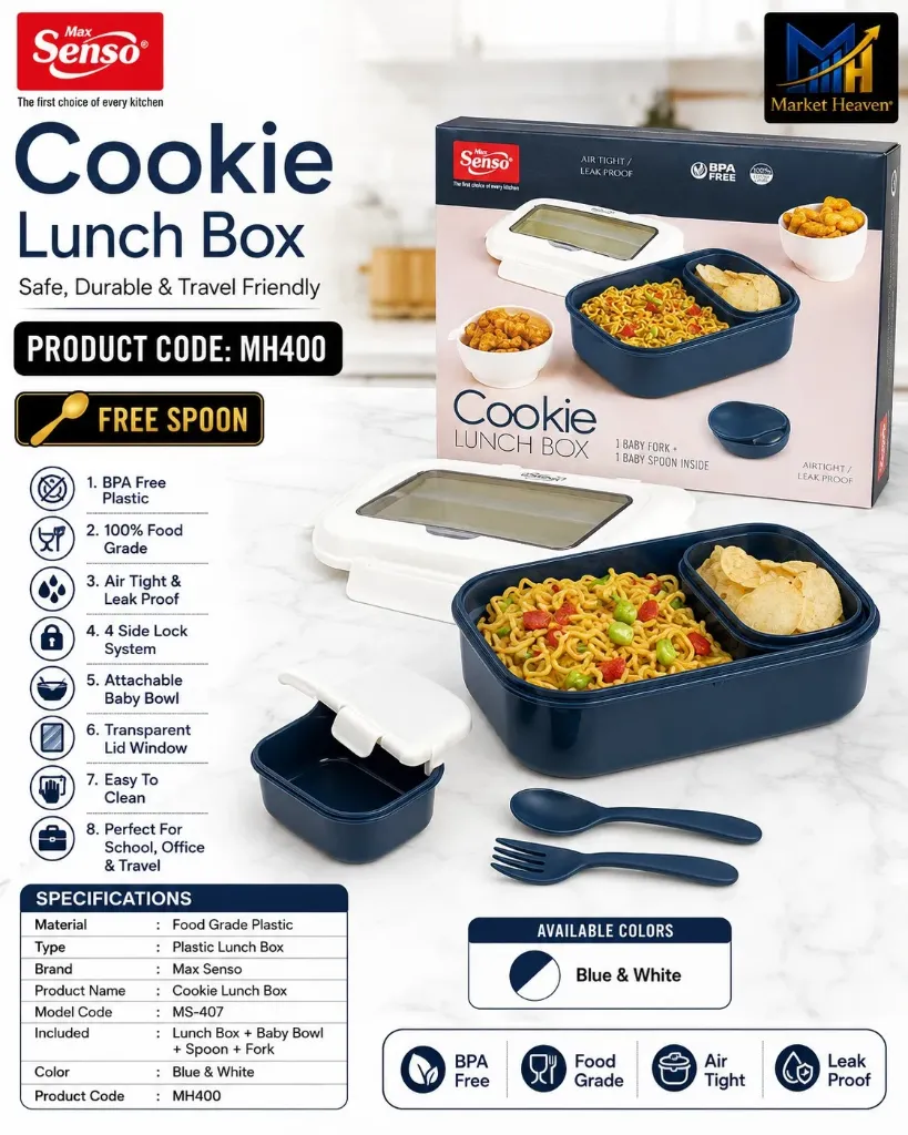 Cookie Lunch Box Innovative and Stylish Container with Multi-Compartment Design, Perfect for Packing Balanced Meals, Ideal for School or Work, BPA-Free