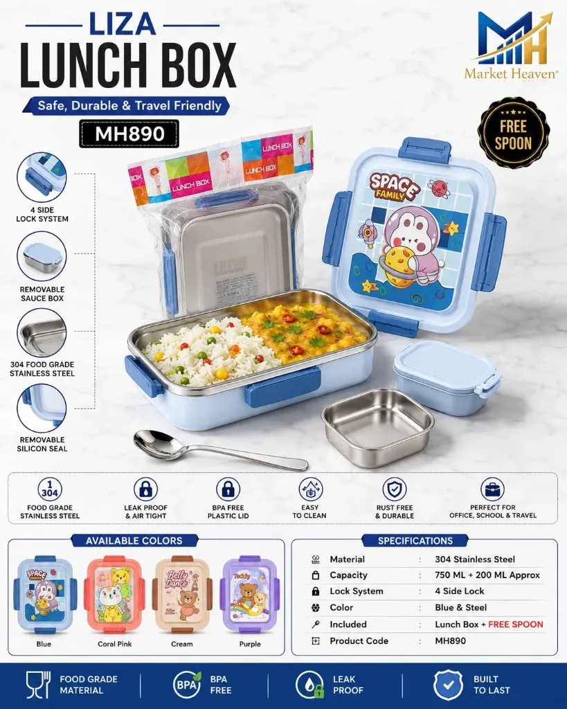 Liza Stainless Steel Kids Lunch Box (1 Pcs)