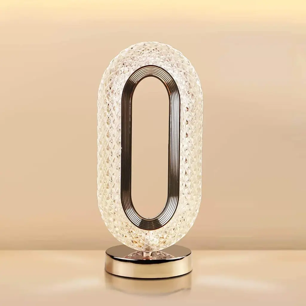 Oval Crystal Table Lamp Touch Control LED Light with 3 Levels Brightness Rechargeable Lamp Room Decor Night Light for Bedroom, Living, Home Office, Desk Decorations, Gift