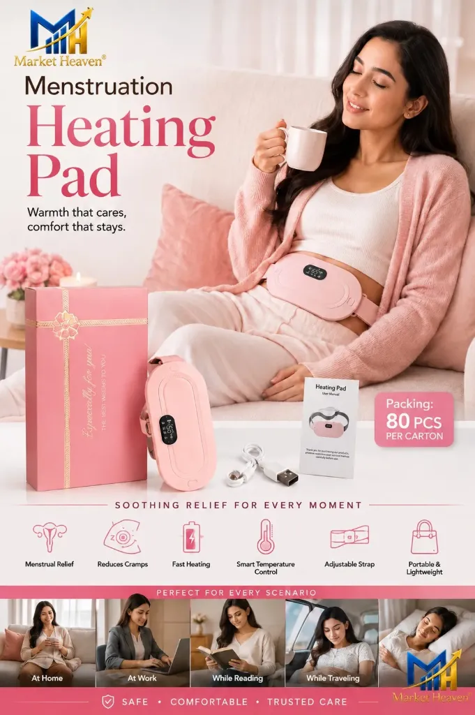 [Cramp Comfort Heating Pad, Period] care Cramp Comfort Heating Pad, Period Cramp Relief Massager, Heating Pad for Back Pain, Period Pain Relief Device,Machine, 3-Temp. & 4-Massage Mode Fast for Women (Massager) 1pcs