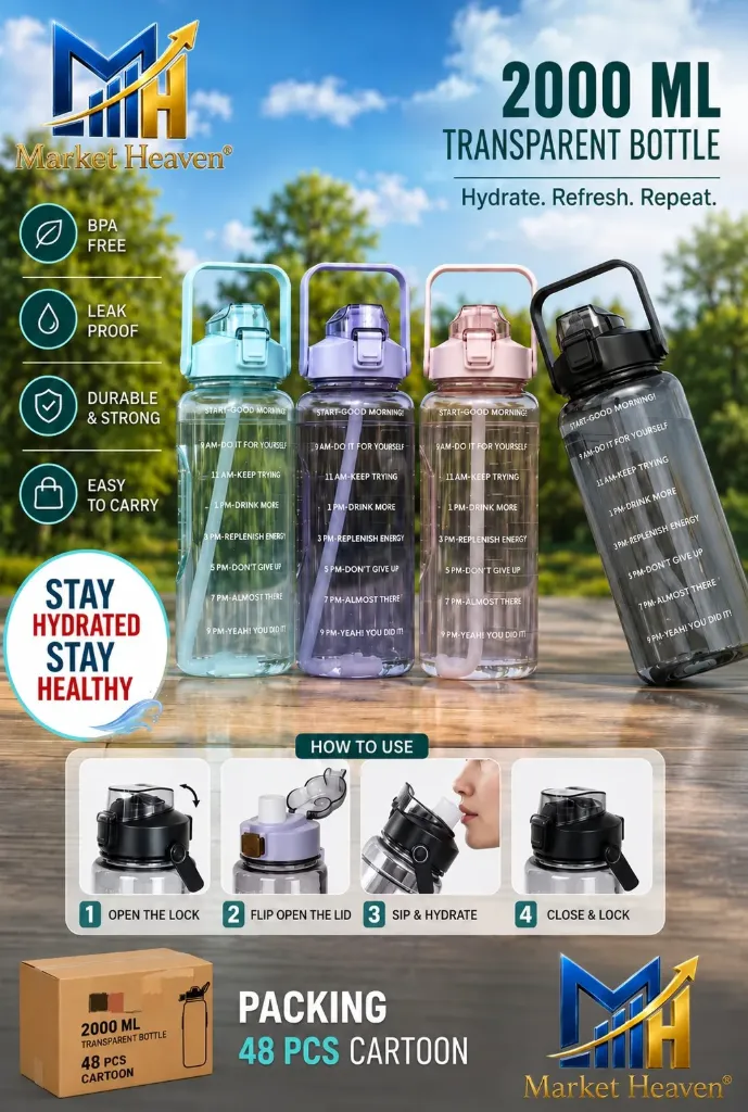 [Sports Water Bottle gym] Sports Water Bottle Unbreakable & Leak-Proof Plastic Water Bottles for Gym, Office, Sports,  pack of 1