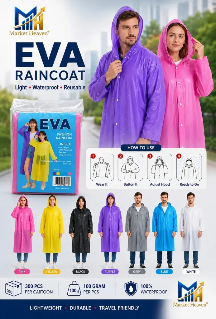 [Waterproof Unisex Rain Coat] Waterproof Unisex Rain Coat Hooded Full Sleeves Outdoor Men, Women, Boys & Girls Rainwear Poncho Raincoat for Camping, Hiking & Travelling (Universal Size,1 Pc Random)