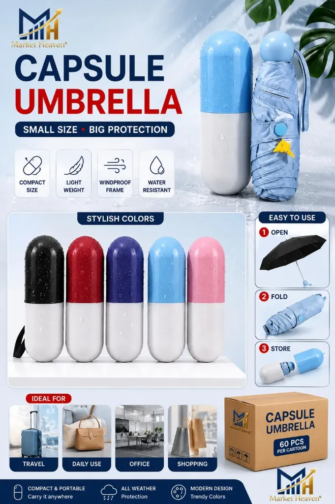 [Mini Compact Capsule Umbrella] Prancing Unicorn Mini Compact Capsule Umbrella For Men Women Kids Big Size With Case 1pcs