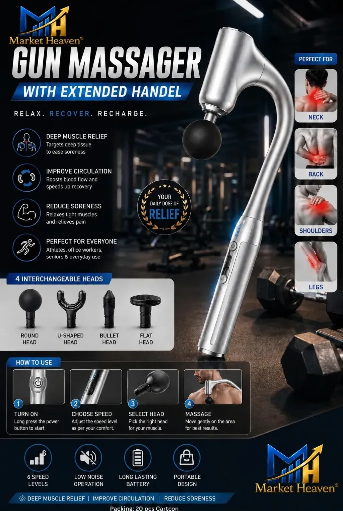 Fronnor Revolutionary U-Shaped Massage Gun Back Massager for Pain Relief Deep Tissue Body Massager for Neck,Shoulder,Leg-Reach Every Muscle with Ease pack of 1