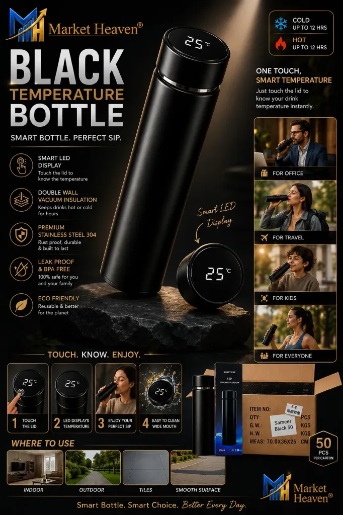 [Smart LED Temperature Display Water Bottle] Smart LED Temperature Display Water Bottle 500ml, Stainless Steel Vacuum Insulated Flask with Touch Sensor Cap & Tea Filter, Leak-Resistant Hot & Cold Bottle for Office, Travel, Gym 1pcs