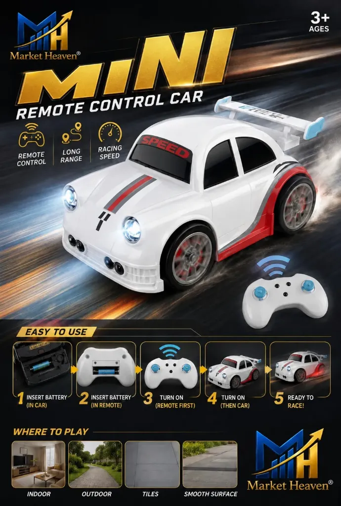 [RC Car with LED Lights, Music] Mini Drift RC Car with LED Lights, Music, 2.4GHz Remote Control, 360° Rotation, High-Speed Indoor Racing, for Kids (3+) & Adults 1pcs