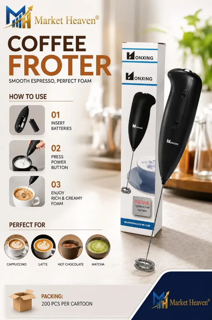 Electric Handheld Milk Wand Mixer Frother for Latte Coffee Hot Milk Hand Blender | Wireless Portable Milk Frother Electric Foam Maker Hand Blender Mixer Whisker Latte Maker 1pcs