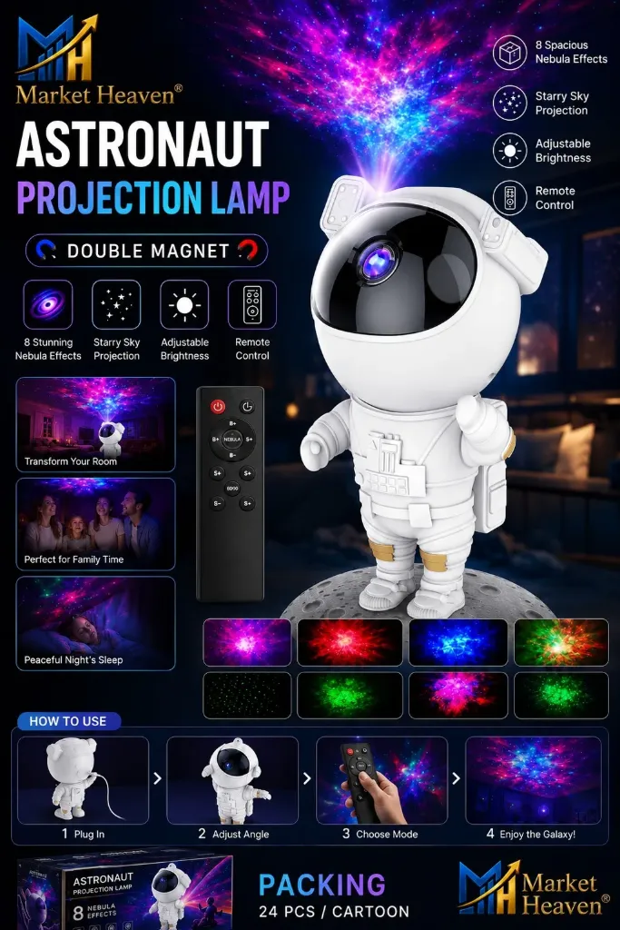Astronaut Galaxy Projector Light with Remote Control, Star Nebula Night Lamp for Bedroom, Kids Room, Starry Sky Bedroom Decor & Home Decor 1pcs