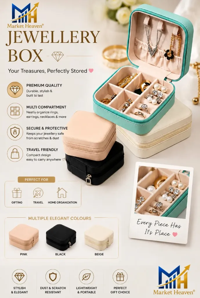 Imported Smart,Elegant,Leather Mini Jewelry Travel Case,Small Travel Jewelry Organizer, Portable Jewelry Box Travel Mini Storage Organizer Portable Display Storage Box For Rings Earrings Necklaces  1pcs