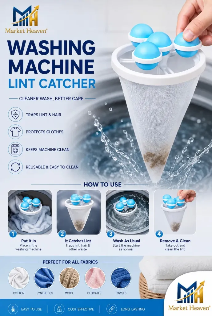 [Lint Remover Ball with 4 Blue Spheres,] Laundry Lint Remover Ball with 4 Blue Spheres, Reusable Mesh Filter for Washing Machine and Dryer 1pcs