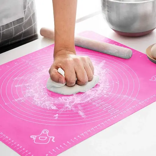 [MH-122] Silicone Baking Mat Chapati Atta Kneading Mat Non-Stick Fondant Rolling Mat Stretchable for Kitchen Roti Chapati (Baking Mat 50 * 40 cm)(Multicolor)