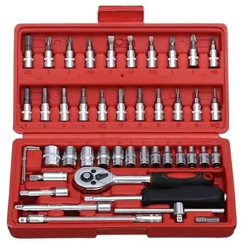 [MH-143] Tool Kit 46 Tool Kit Tool Kit for Home Use Tools Kit Spanner Set Socket Set Wrench Set Tools Set Hand Tools Bike Tool Kit Set Socket Wrench Set Spanner Set All Size Tool Kit Goti Pana Set - Box End (41 IN 1)