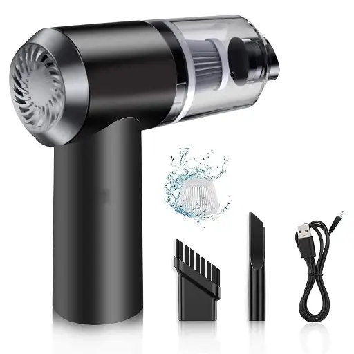 [MH-04] 3 in 1 Portable Car Vacuum Cleaner with Blower | USB Rechargeable Wireless Handheld Car Vacuum Cleaner Traveling, Camping Reusable,Portable,Rechargeable (Black) Market Heaven