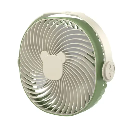 [MH-125] Small desktop fan, portable USB charging fan, 360 ° inclined hanging personal mini fan, plug and play night light fan, strong wind, ultra quiet, 3-speed mode (green)