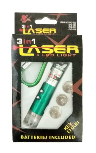 [MH-03] 3 in 1 Laser Pointer,LaserTorch with Emergency Hazard LED Light and Key Chain Hook (Multicolor) with 3 Button Size Cells Market Heaven