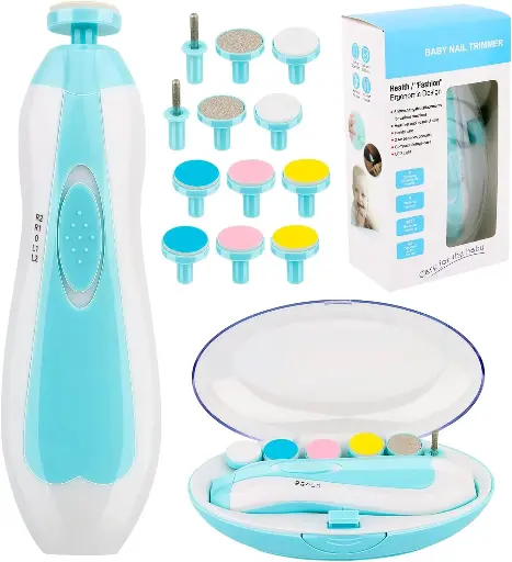 [MH-25] Baby Nail Trimmer Electric|Safe Baby Nail File|Baby Nail Clippers with Light and 6 Grinding Pads for Newborn Infant Toddler or Adults Toes and Fingernails|Kids Nail Care|Polish and Trim (MultiColour)