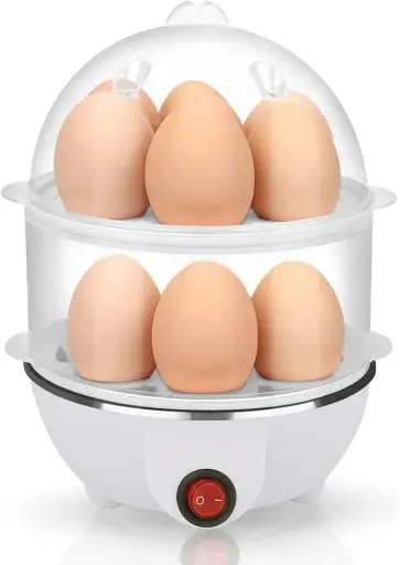 [MH-44] Double Layer Egg Boiler Electric Automatic Off 14 Egg Poacher for Steaming, Cooking, Boiling and Frying, (Multi Color, 350 Watts)